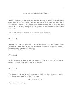 Marathon Math Problems - Week 5 Nim is a game played between