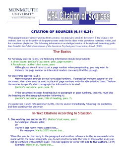 APA Citation of Sources