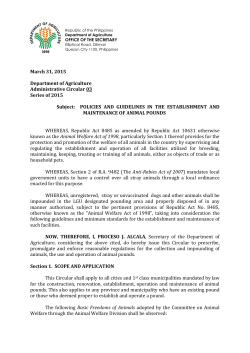 Policies and Guidelines in the Establishment and Maintenance of