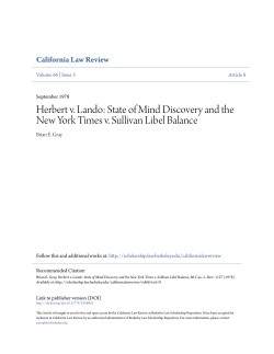 Herbert v. Lando: State of Mind Discovery and the New York Times v