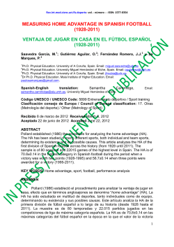 measuring home advantage in spanish football (1928