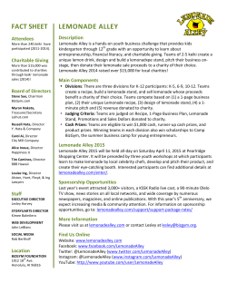 LEMONADE`ALLEY` FACT`SHEET`
