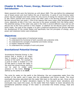 Chapter 6: Work, Power, Energy, Moment of Inertia