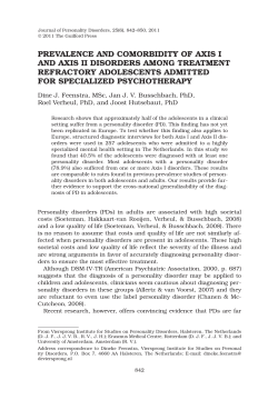 Prevalence and comorbidity of axis i and axis ii disorders among