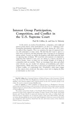 Interest Group Participation, Competition, and Conflict in the U.S.