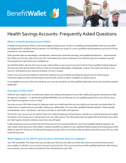 Health Savings Accounts: Frequently Asked Questions