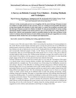 A Survey on Robotic Coconut Tree Climbers &ndash; Existing - icamt-2016