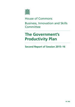 The Government`s Productivity Plan