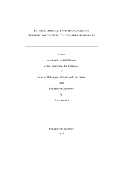 Between Liminality and Transgression: Experimental Voice in Avant