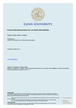 Precise Orbit Determination for Low Earth Orbit Satellites Hobbs