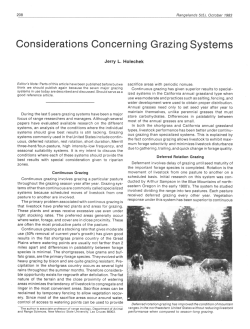Considerations Concerning Grazing Systems