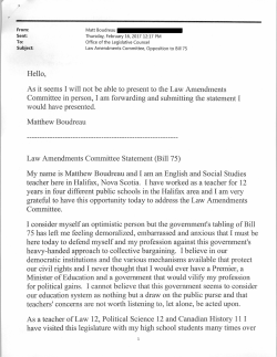 Committee in person, I am forwarding and submitting the statement I