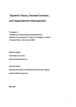 Systems Theory, Societal Contexts, and Organizational