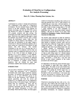 Evaluation of Client/Server Configurations for Analytic