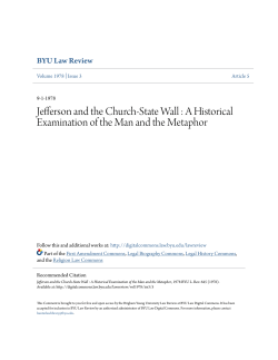 Jefferson and the Church-State Wall : A Historical Examination of the