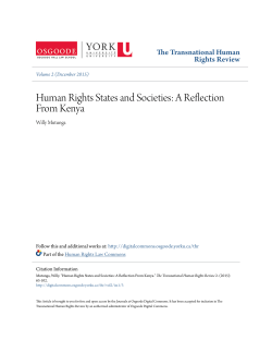Human Rights States and Societies: A Reflection From Kenya