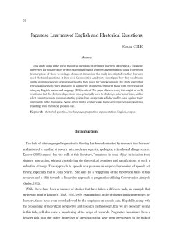 Japanese Learners of English and Rhetorical Questions