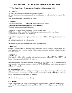 FOOD SAFETY PLAN FOR CAMP MIRIAM KITCHEN