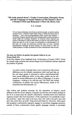 "My body pinned down": Gender Construction, Disruptive