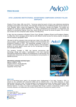 avio launches institutional advertising campaigns across