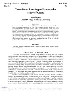 Team-Based Learning to Promote the Study of Greek