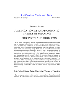 Justificationist And Pragmatic Theory Of Meaning - Hektor