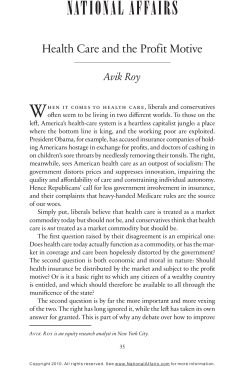 Health Care and the Profit Motive