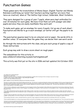 Punctuation Games - Collaborative Learning Project