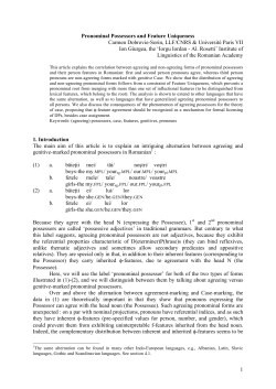 Pronominal Possessors and Feature Uniq