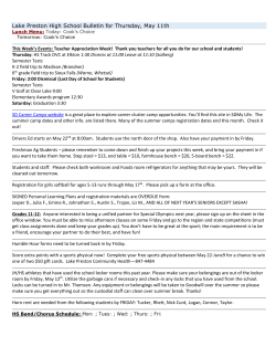 Lake Preston High School Bulletin for Thursday, April 20th Please