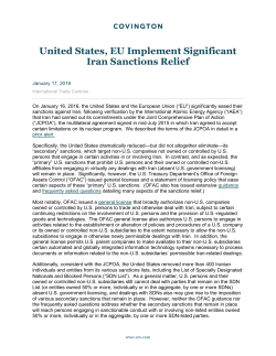 United States, EU Implement Significant Iran Sanctions Relief