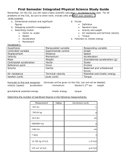 First Semester Integrated Physical Science Study Guide