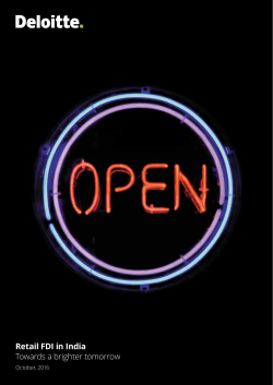 Retail FDI in India Towards a brighter tomorrow