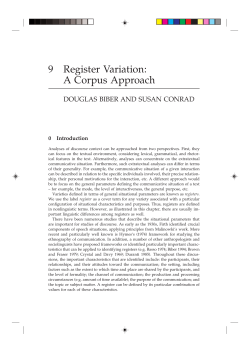 9 Register Variation: A Corpus Approach