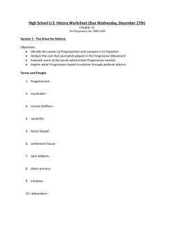 High School US History Worksheet (Due Wednesday, December 17th)