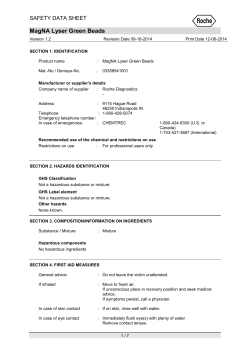 MSDS for MagNA Lyser Green Beads (03358941001)