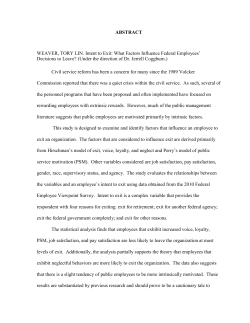 ABSTRACT WEAVER, TORY LIN. Intent to Exit: What Factors