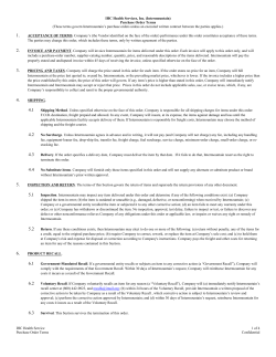 (Intermountain) Purchase Order Terms