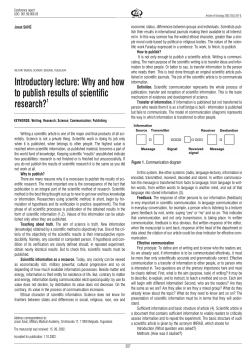 Introductory lecture: Why and how to publish results of scientific