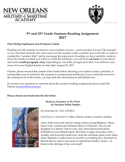 9th and 10th Grade Summer Reading Assignment