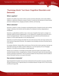 &ldquo;Psychology Works&rdquo; Fact Sheet: Cognitive Disorders and Dementia