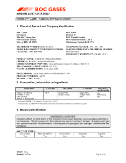 PRODUCT NAME: CARBON TETRACHLORIDE 1. Chemical