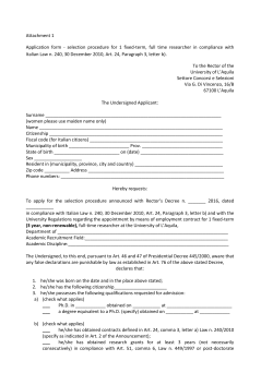 Attachment 1 Application form - selection procedure for 1 fixed