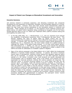 Impact of Patent Law Changes on Biomedical Investment and