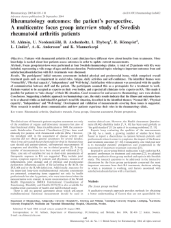 Rheumatology outcomes: the patient`s perspective. A multicentre