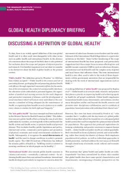 discussing a definition of global health* global health diplomacy