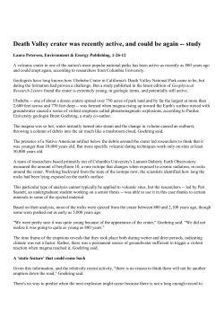 Death Valley crater was recently active, and could be again -