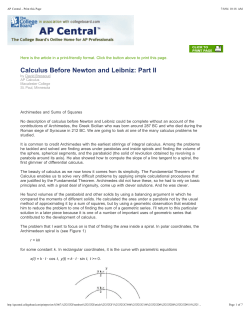 Calculus Before Newton and Leibniz: Part II
