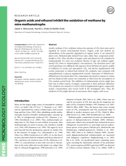 Organic acids and ethanol inhibit the oxidation of methane by mire