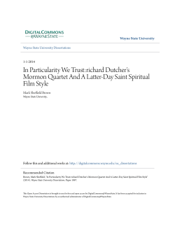 In Particularity We Trust:richard Dutcher`s Mormon Quartet And A